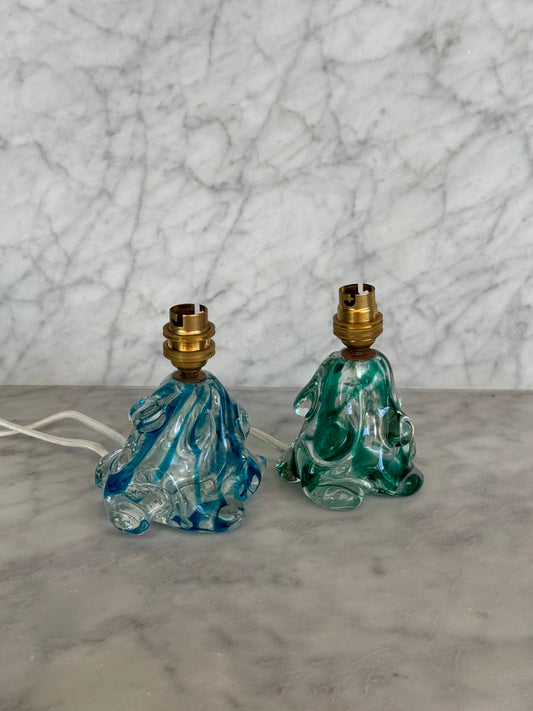 Pair of Seguso D.V. Murano Lamps, Italy, 1960s
