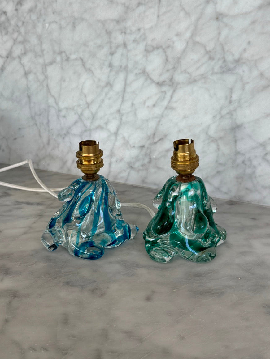 Pair of Seguso D.V. Murano Lamps, Italy, 1960s
