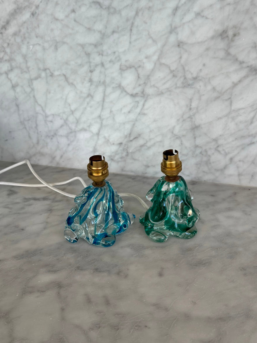 Pair of Seguso D.V. Murano Lamps, Italy, 1960s