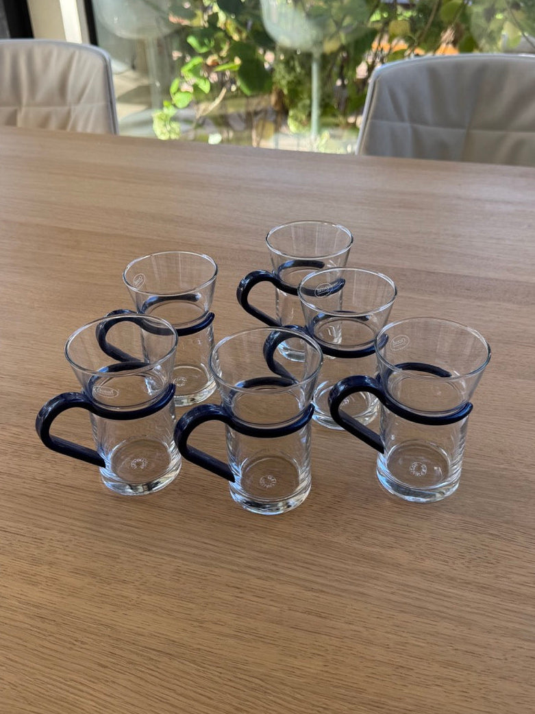 Set of 6 Ocean Glassware Mugs, Thailand, 1990s