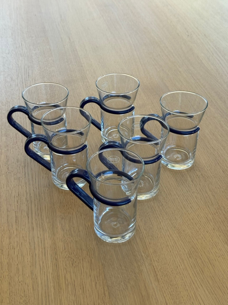 Set of 6 Ocean Glassware Mugs, Thailand, 1990s