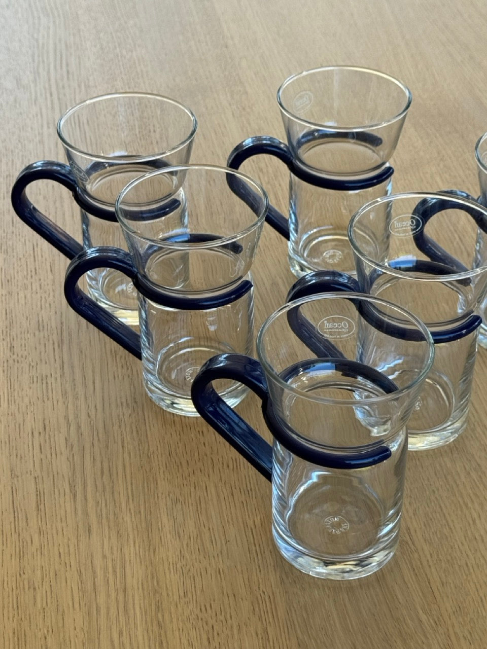 Set of 6 Ocean Glassware Mugs, Thailand, 1990s