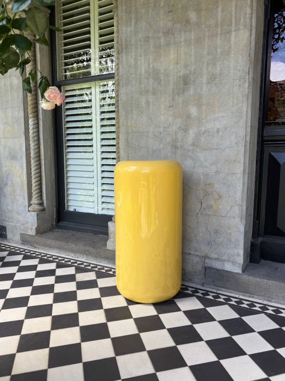 Yellow Fibreglass Plinth / Display Stand