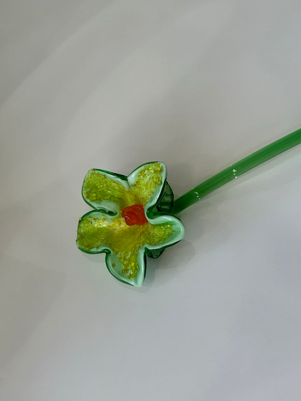 Yellow Hand Blown Art Glass Flower