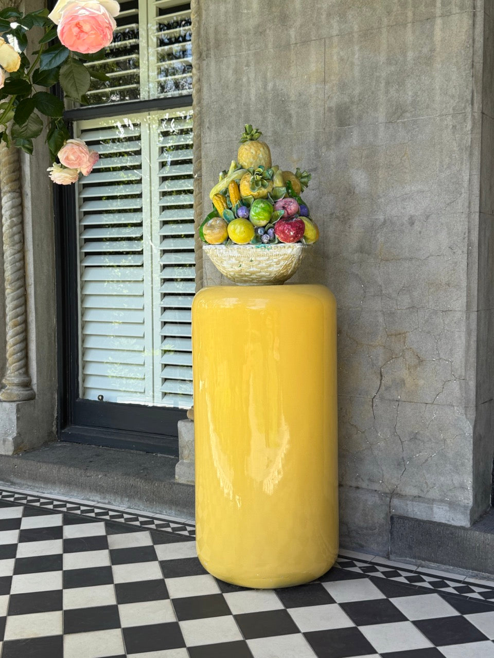 Yellow Fibreglass Plinth / Display Stand