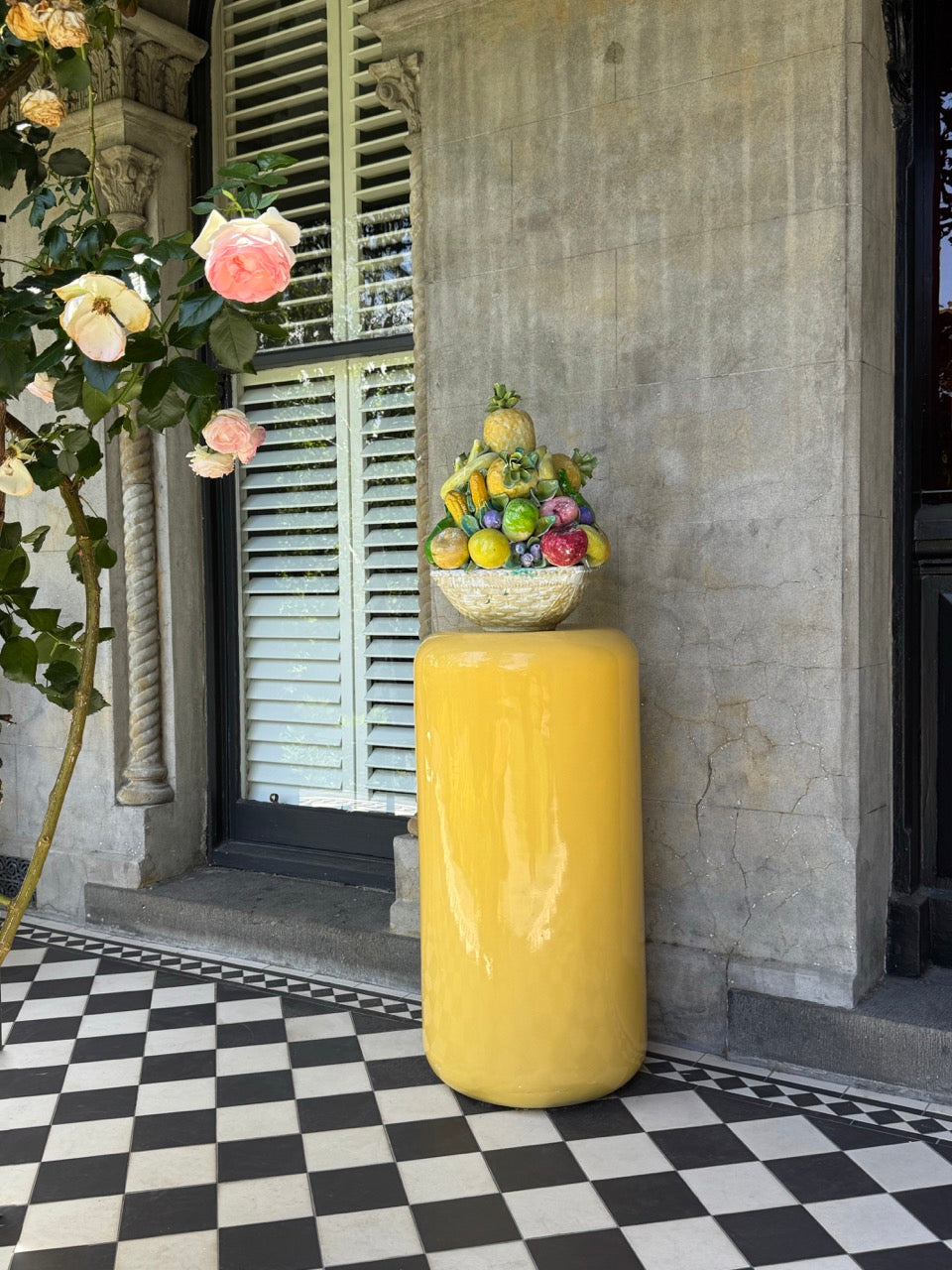 Yellow Fibreglass Plinth / Display Stand
