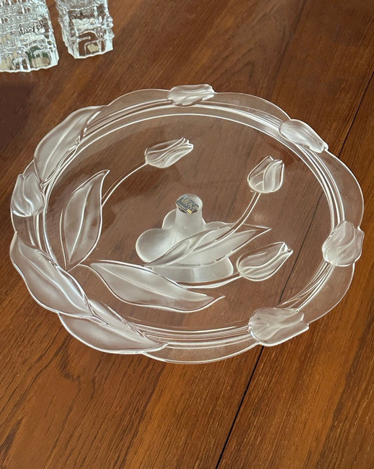 Vintage Mikasa Evita Embossed Glass Cake Stand