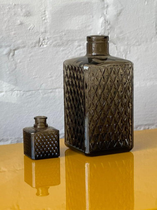 Pair of Vintage Smokey Glass Bottles / Vases