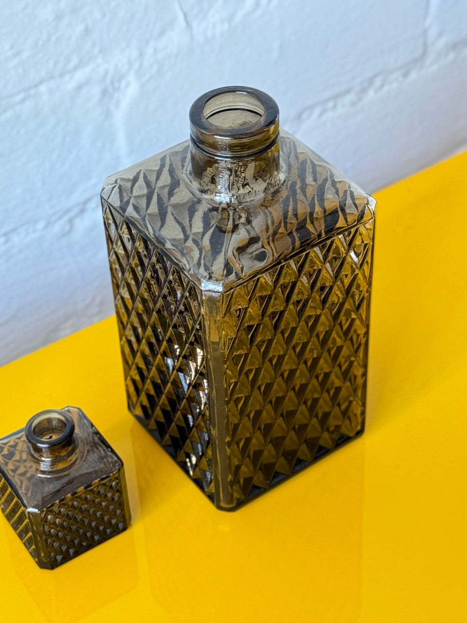 Pair of Vintage Smokey Glass Bottles / Vases