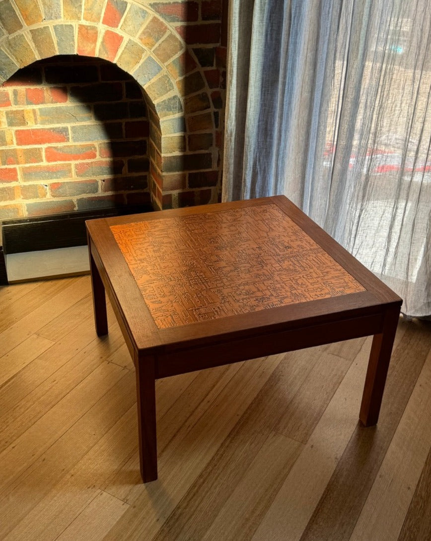 Pressed Copper and Teak Side Table by Parker