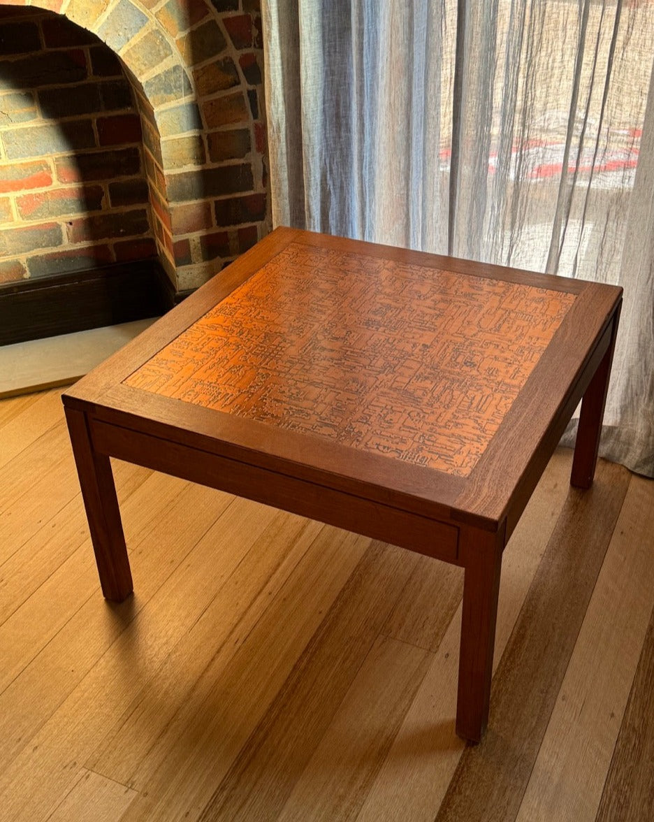 Pressed Copper and Teak Side Table by Parker