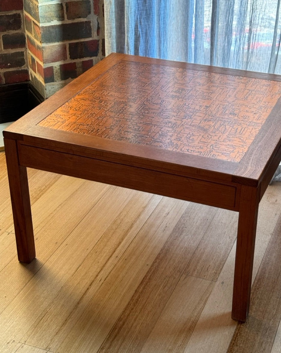 Pressed Copper and Teak Side Table by Parker