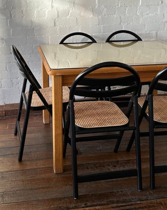Set of 5 Folding Rattan Chairs