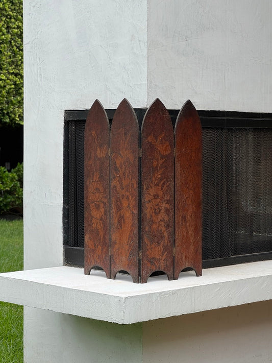 Antique Pine Four Panel Fire Screen