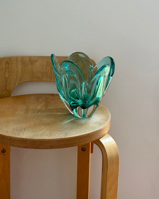 Mid Century Glass Bowl in Blue