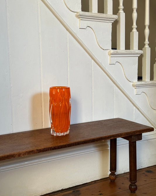 Mid Century Orange Glass Vase