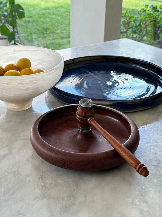 Mahogany Nut Cracker Gavel and Bowl