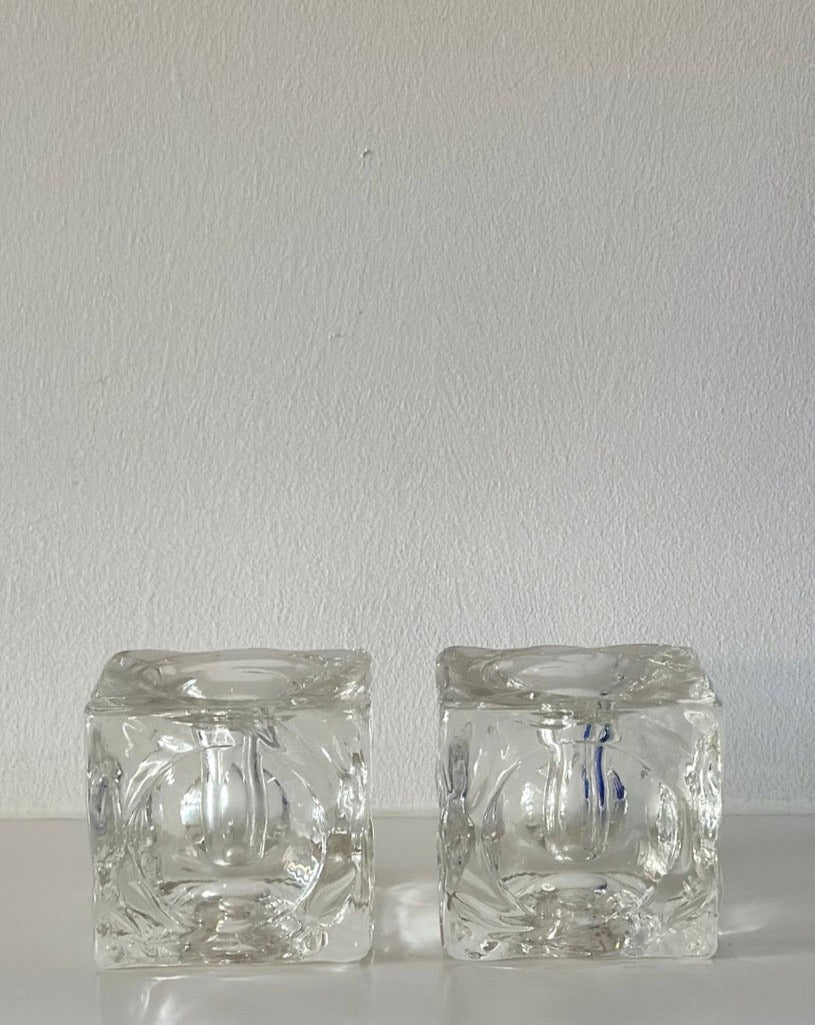 Glass Cube Candlesticks, 1970s