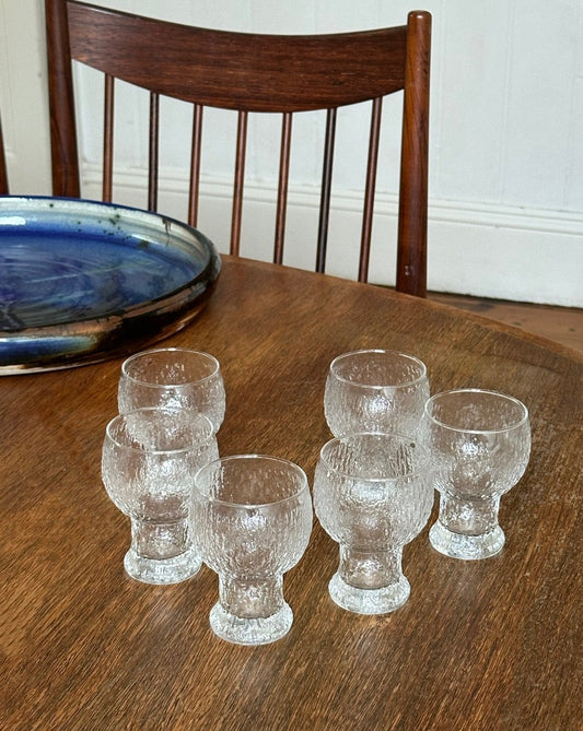 Set of 6 Festive Bark Glass Goblets