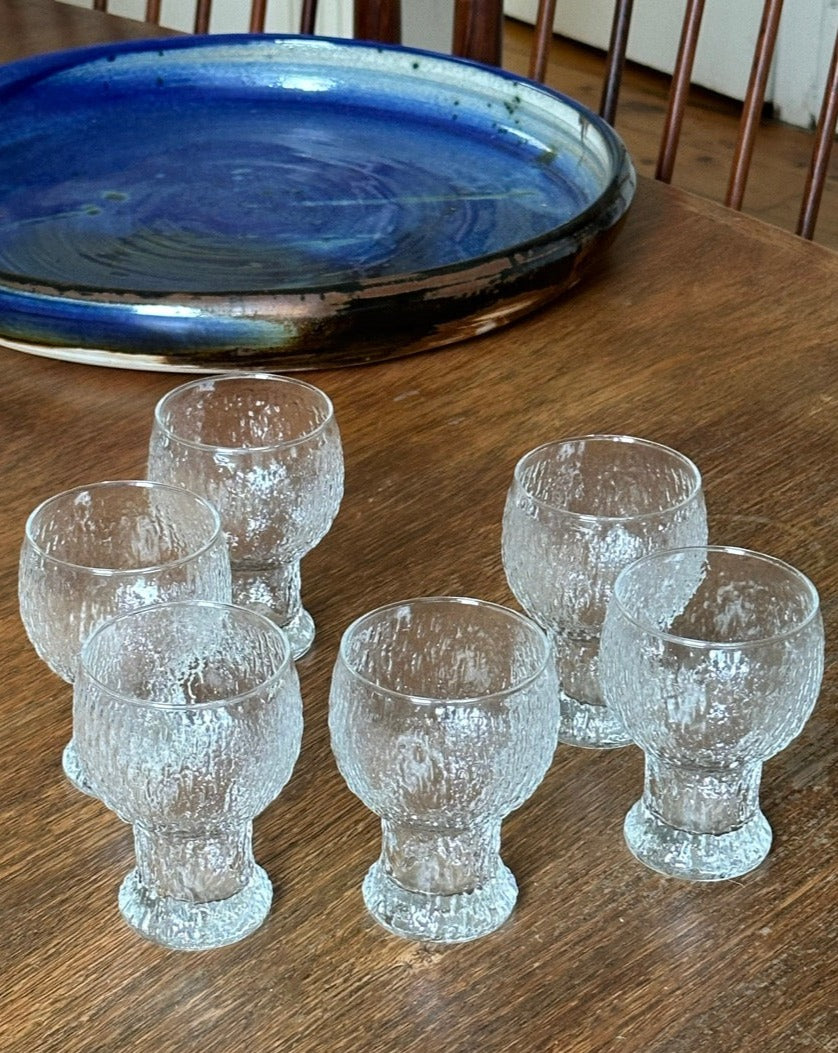 Set of 6 Festive Bark Glass Goblets