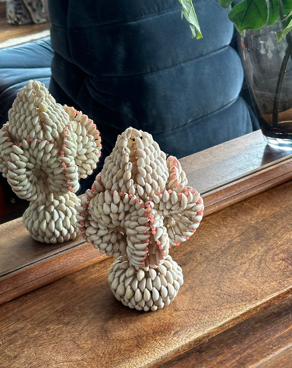 Vintage Cowrie Shell Flower Sculpture