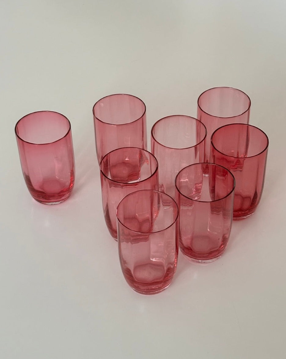 Set of 8 Victorian Ruby Glass Tumblers
