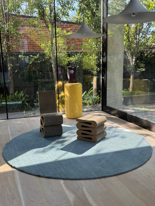 Large Handwoven Round Wool Rug