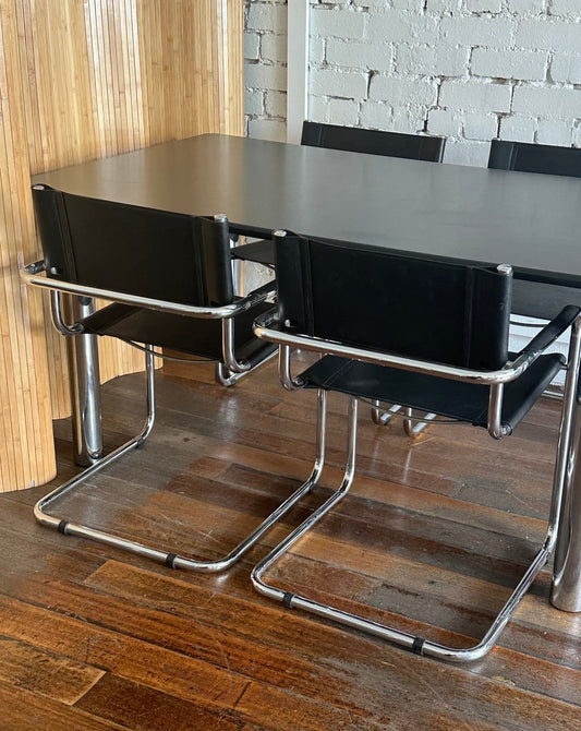 Leather and Chrome Dining Chairs, 1960s