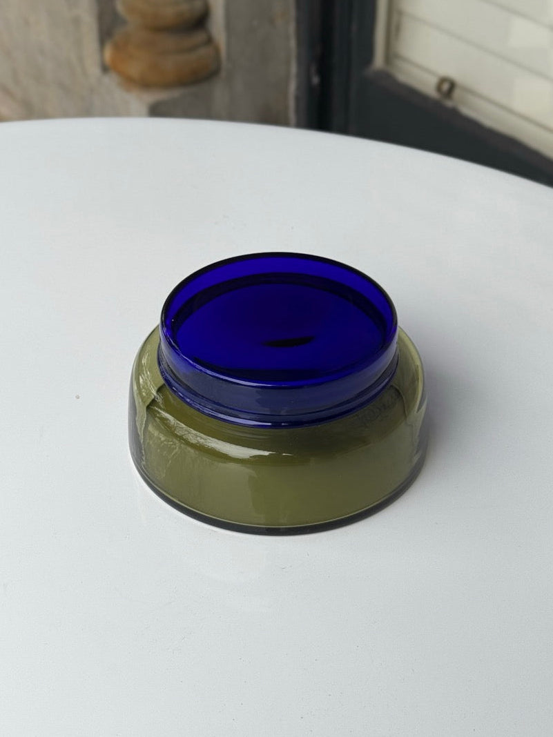 Handmade Blatopp Blue/Grey Glass Jar by Willy Johansson for Hadeland Glassworks