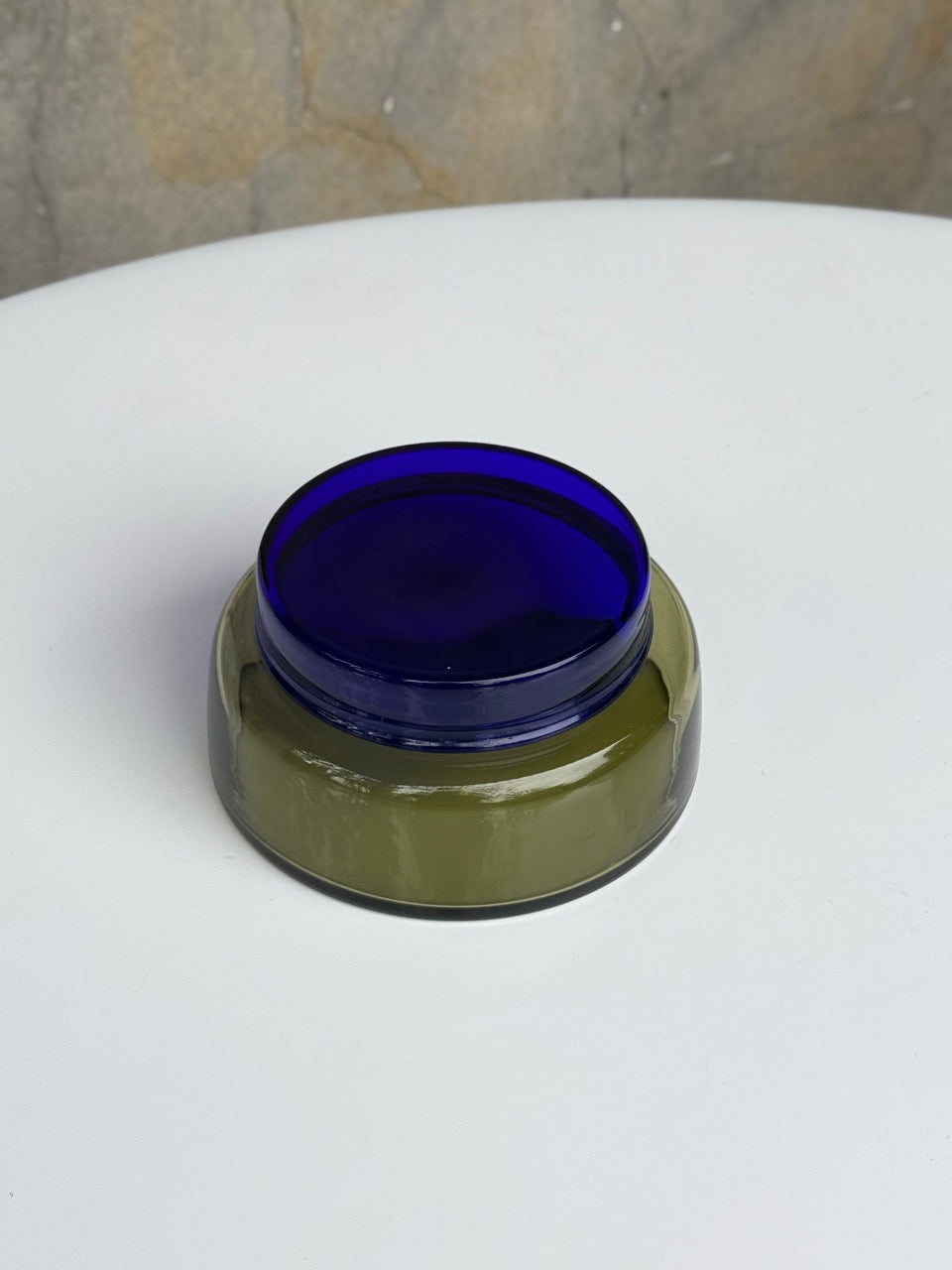 Handmade Blatopp Blue/Grey Glass Jar by Willy Johansson for Hadeland Glassworks