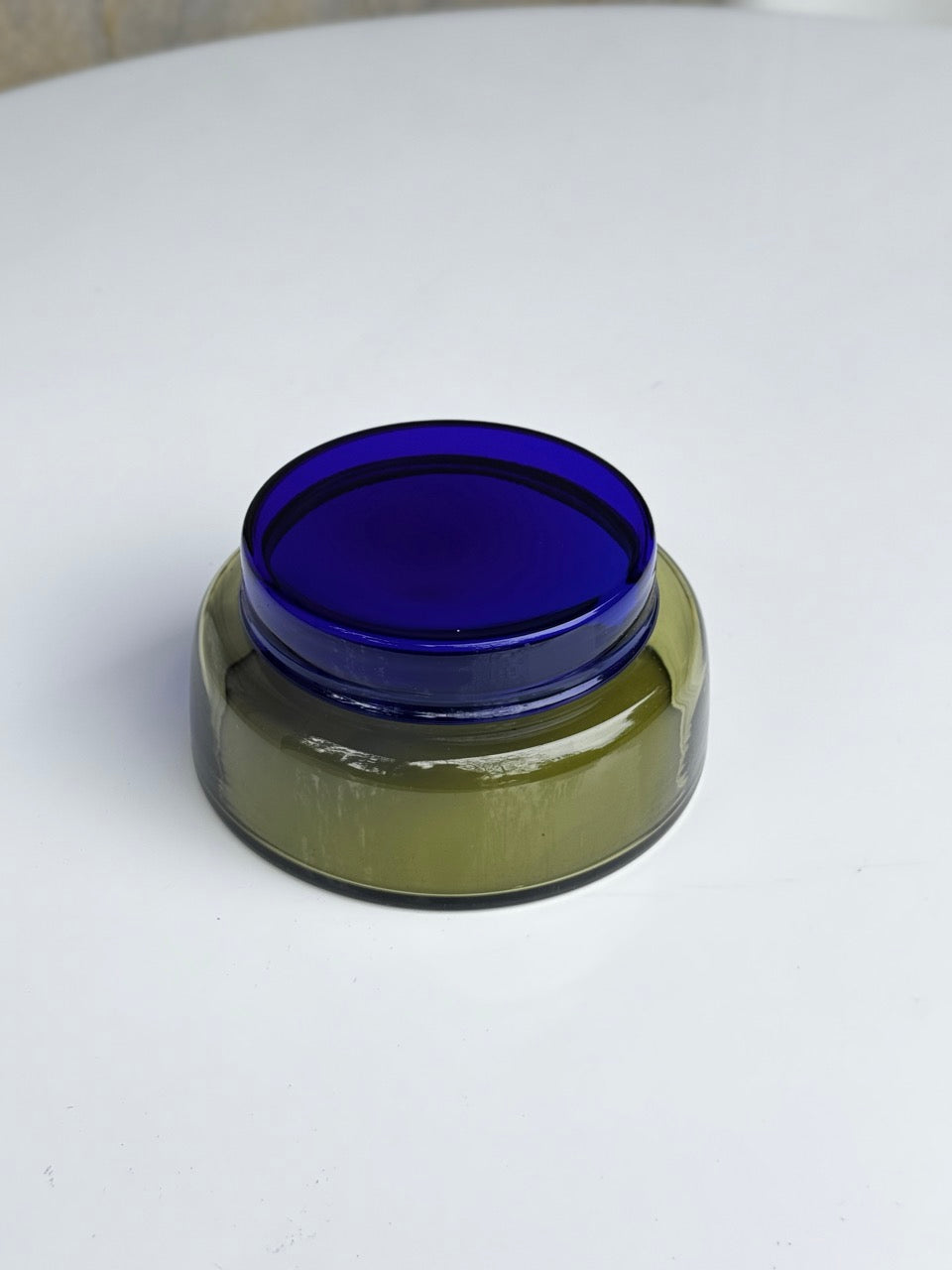 Handmade Blatopp Blue/Grey Glass Jar by Willy Johansson for Hadeland Glassworks