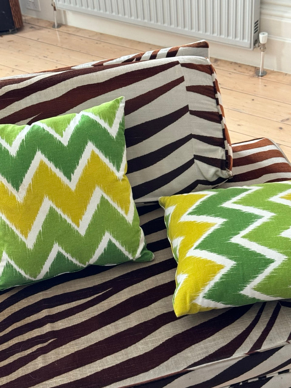 Pair of Vintage Cotton Zig Zag Cushions