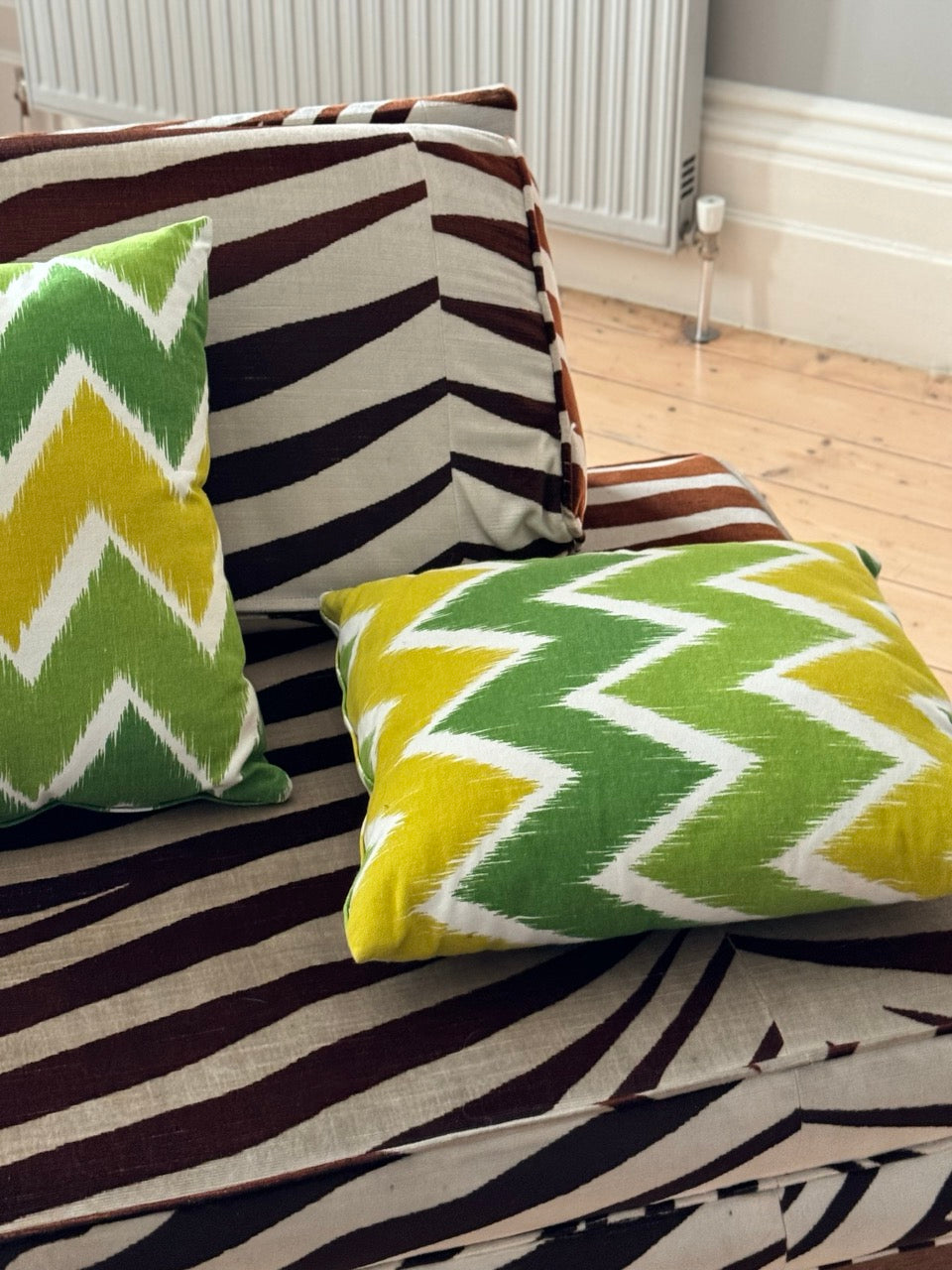 Pair of Vintage Cotton Zig Zag Cushions