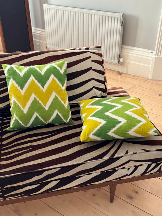 Pair of Vintage Cotton Zig Zag Cushions