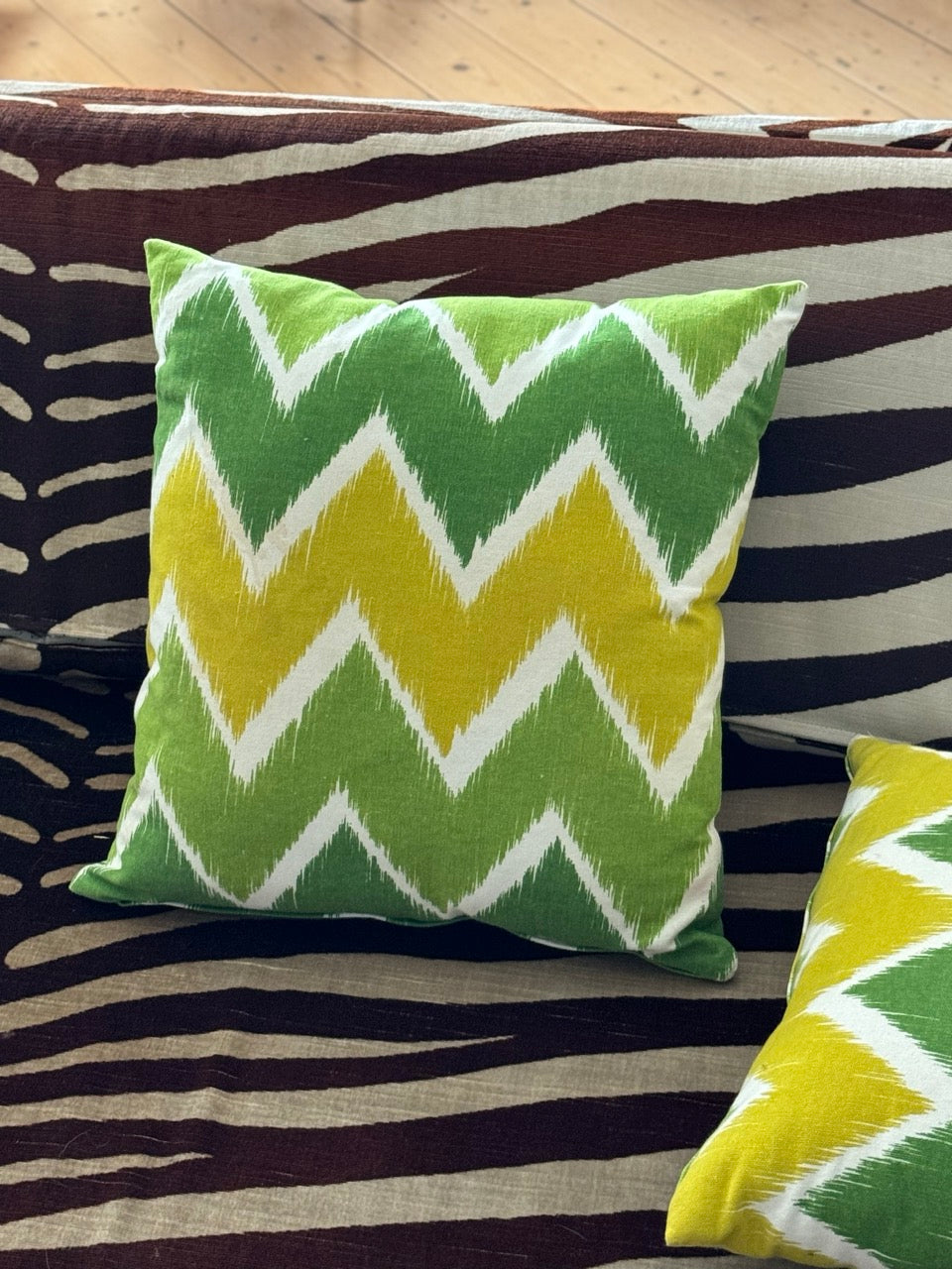 Pair of Vintage Cotton Zig Zag Cushions