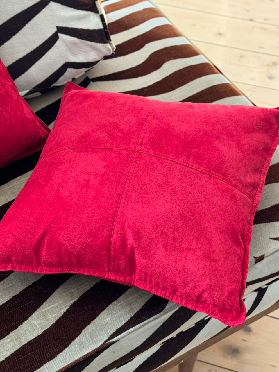 Pair of Vintage Pink Suede Cushions