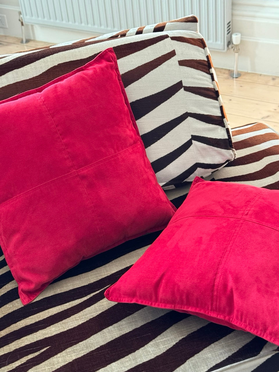 Pair of Vintage Pink Suede Cushions