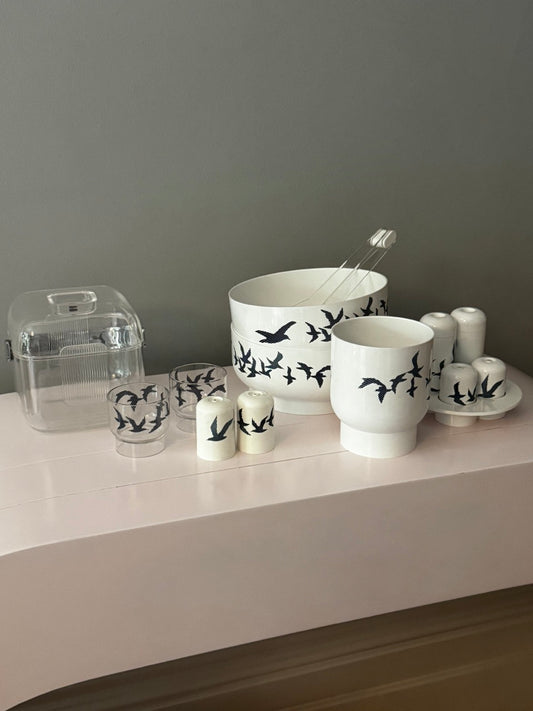Guzzini 'Birds in Flight' Plastic Serveware Set, Italy, 1977