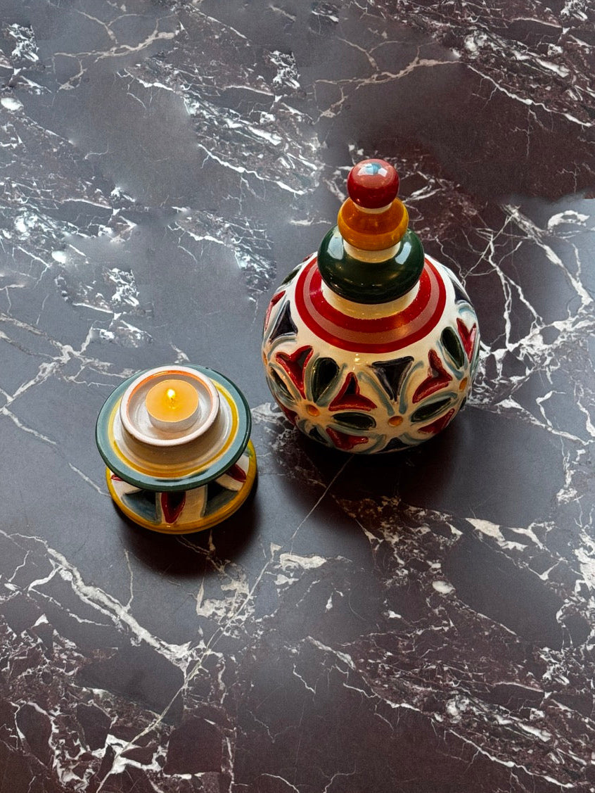 Ceramic Candle Lantern, designed by Don Corleone, Sicily