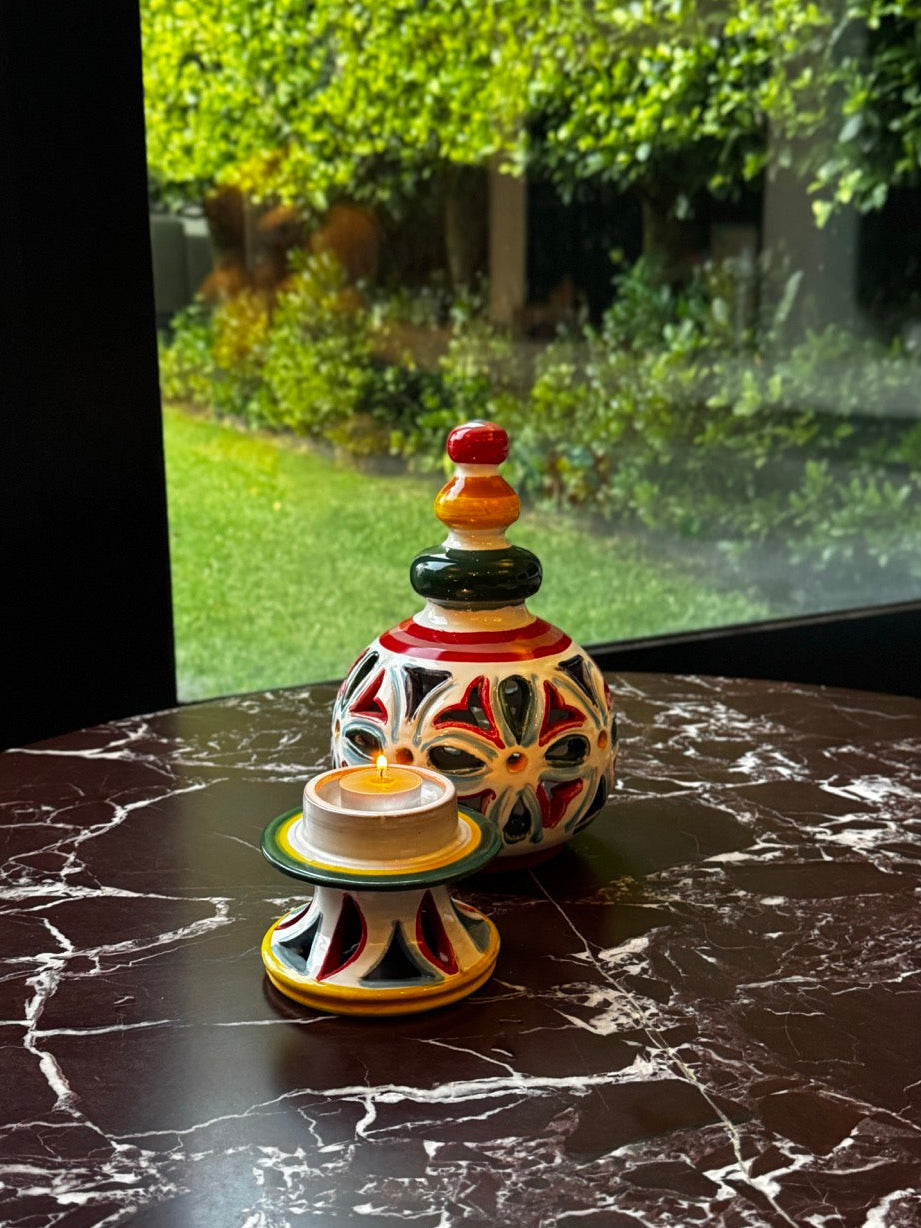 Ceramic Candle Lantern, designed by Don Corleone, Sicily