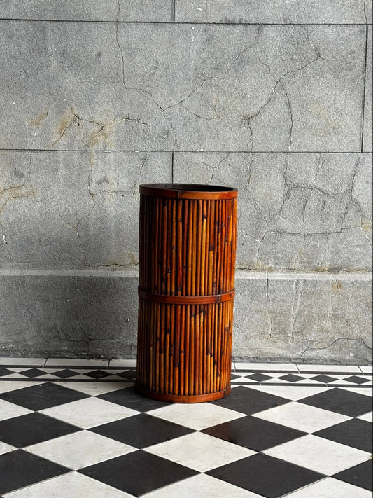 Vintage Bamboo and Rattan Umbrella Stand