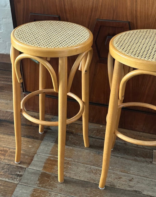 Vintage Cane Bentwood Bar Stools