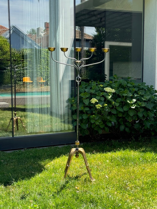 Vintage Wrought Iron and Brass Candelabra