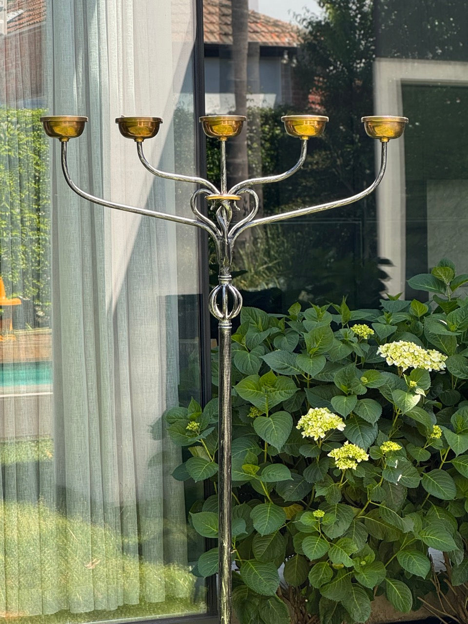 Vintage Wrought Iron and Brass Candelabra