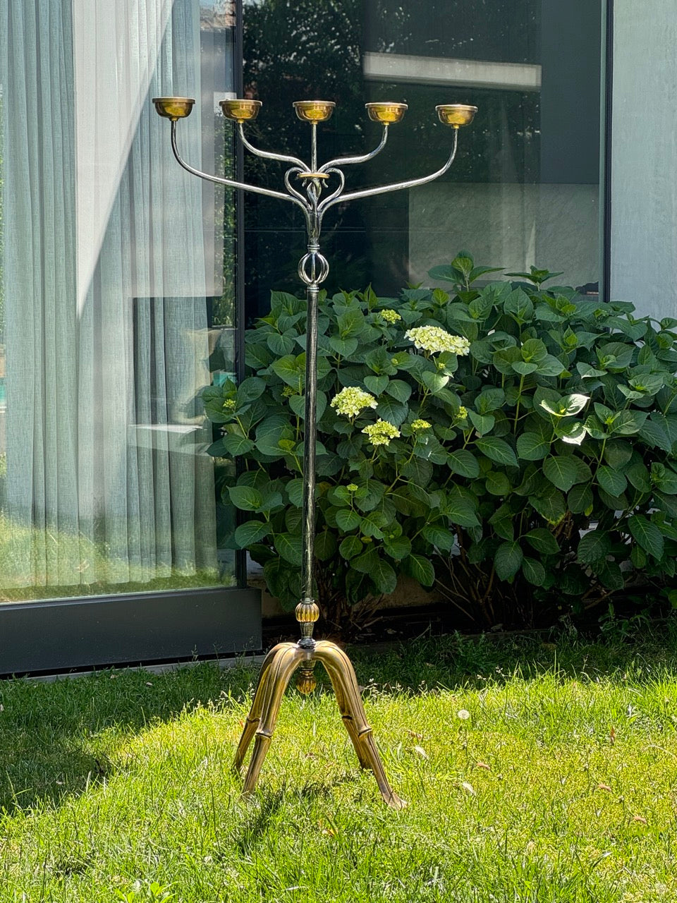 Vintage Wrought Iron and Brass Candelabra