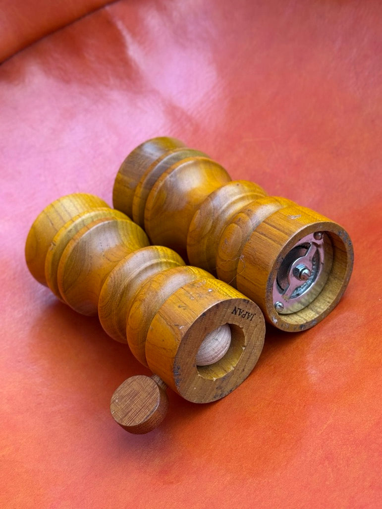 Mid Century Teak Salt and Pepper Grinders