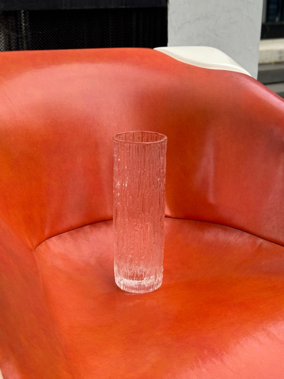 Vintage Clear Cased Bark Textured Vase, 1960s