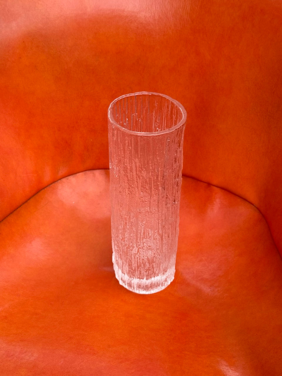 Vintage Clear Cased Bark Textured Vase, 1960s