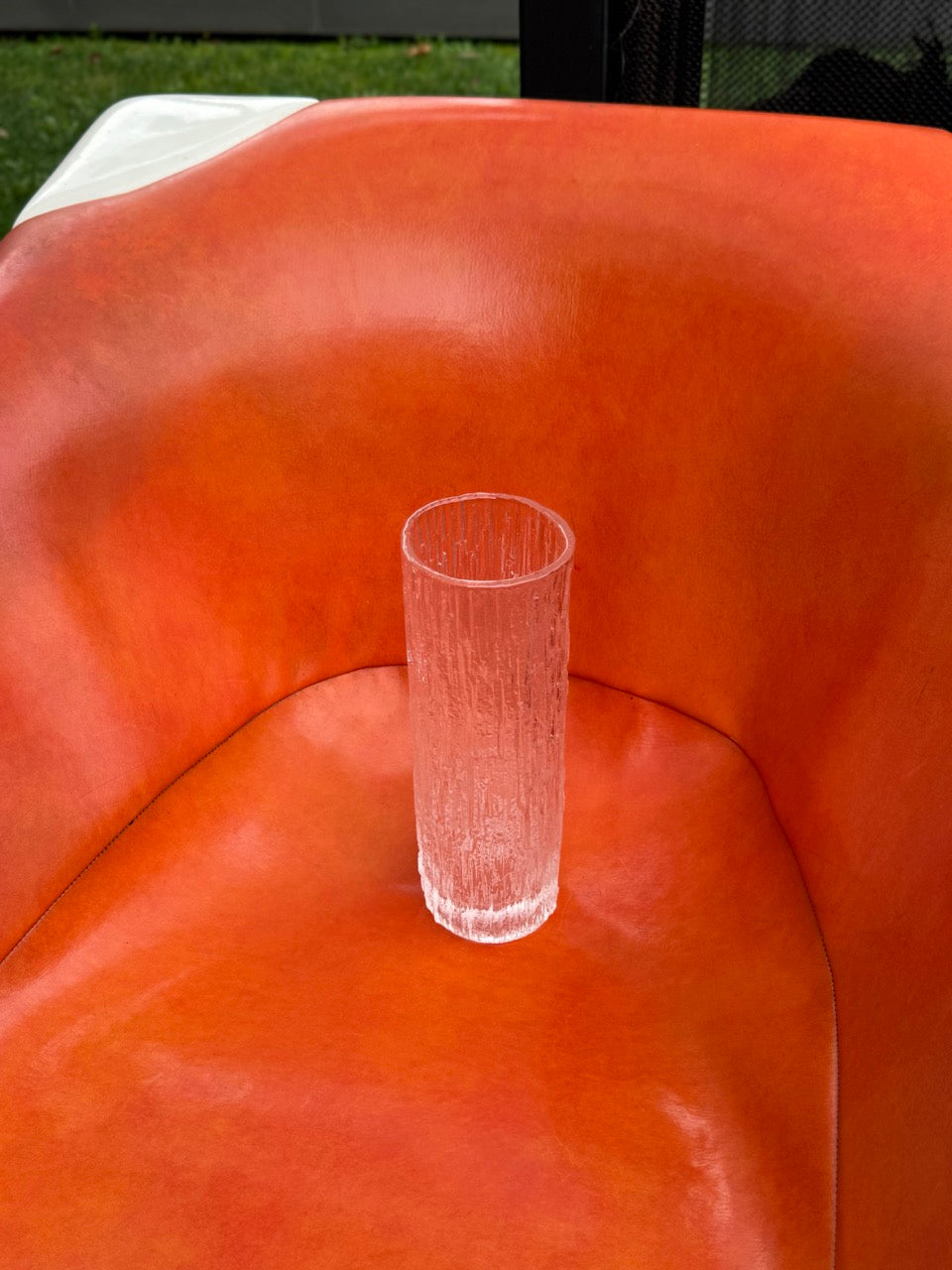 Vintage Clear Cased Bark Textured Vase, 1960s