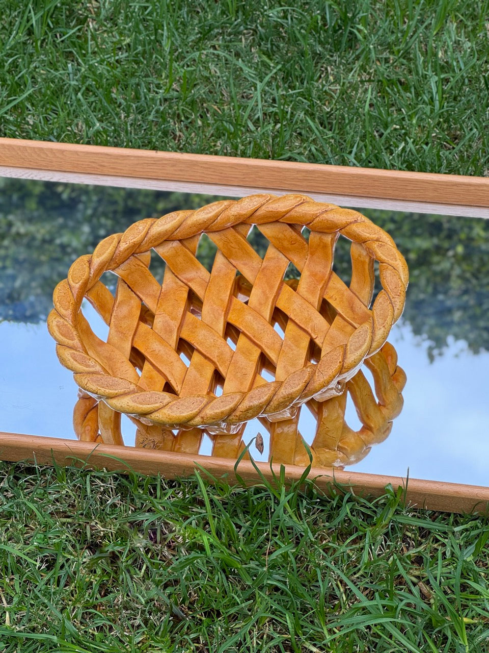 Vintage Handcrafted Open Weave Bread Basket